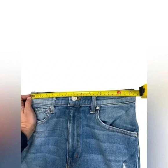 REVICE Denim High Rise Crop Mom Blue Jeans Distressed Light Wash Women's 28 USA - Picture 9 of 15